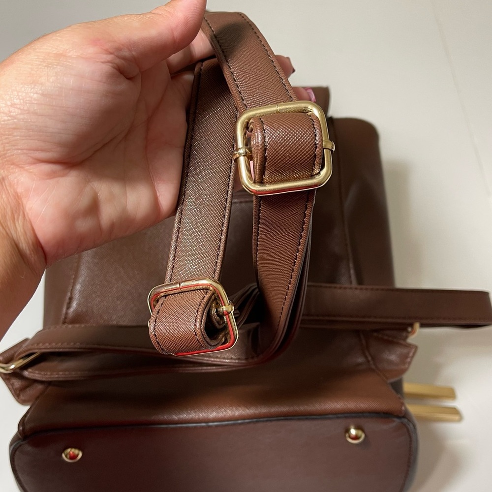 Elegant Brown Faux Leather Backpack - Picture 12 of 14